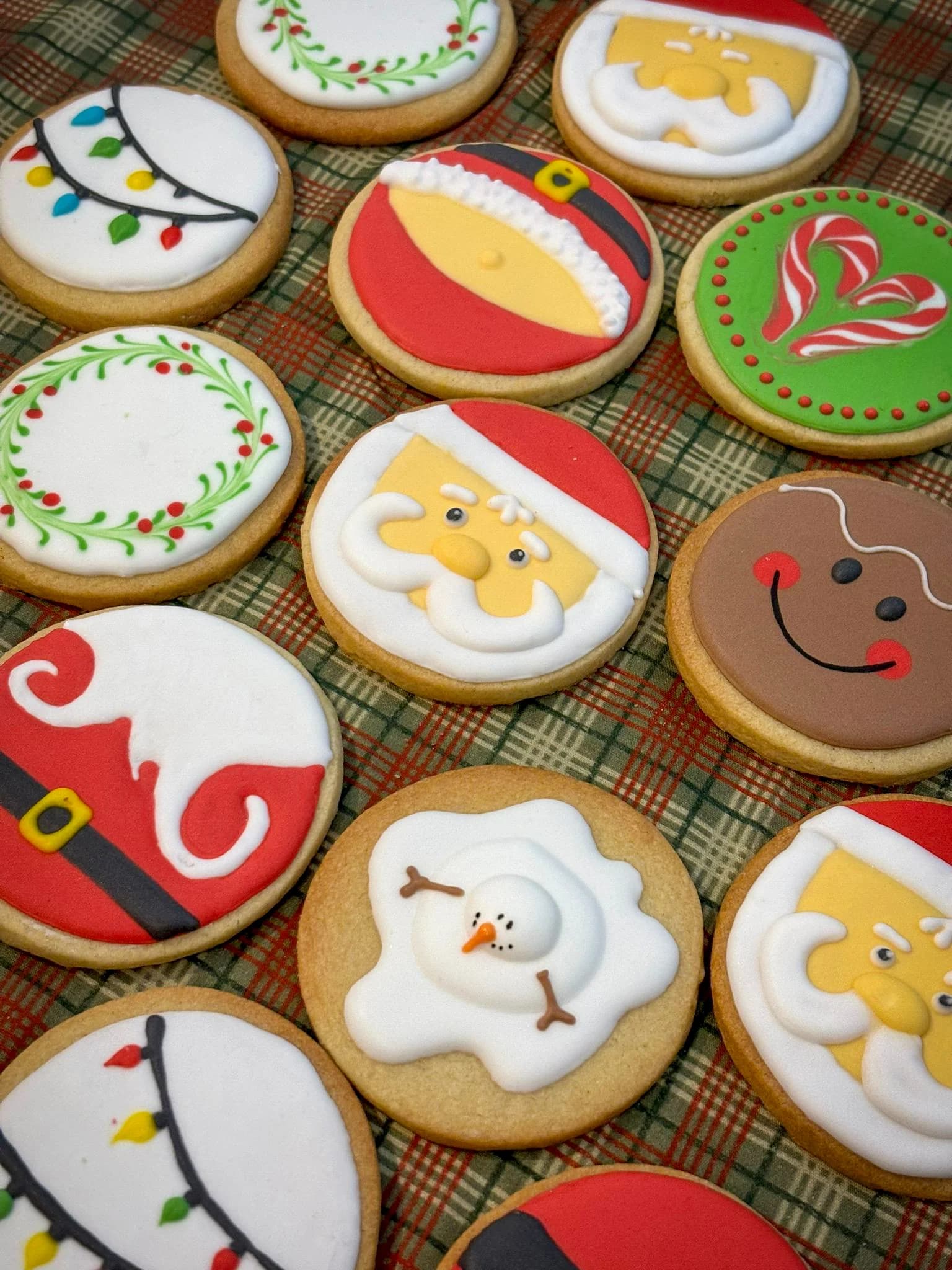 Christmas themed decorated cookies